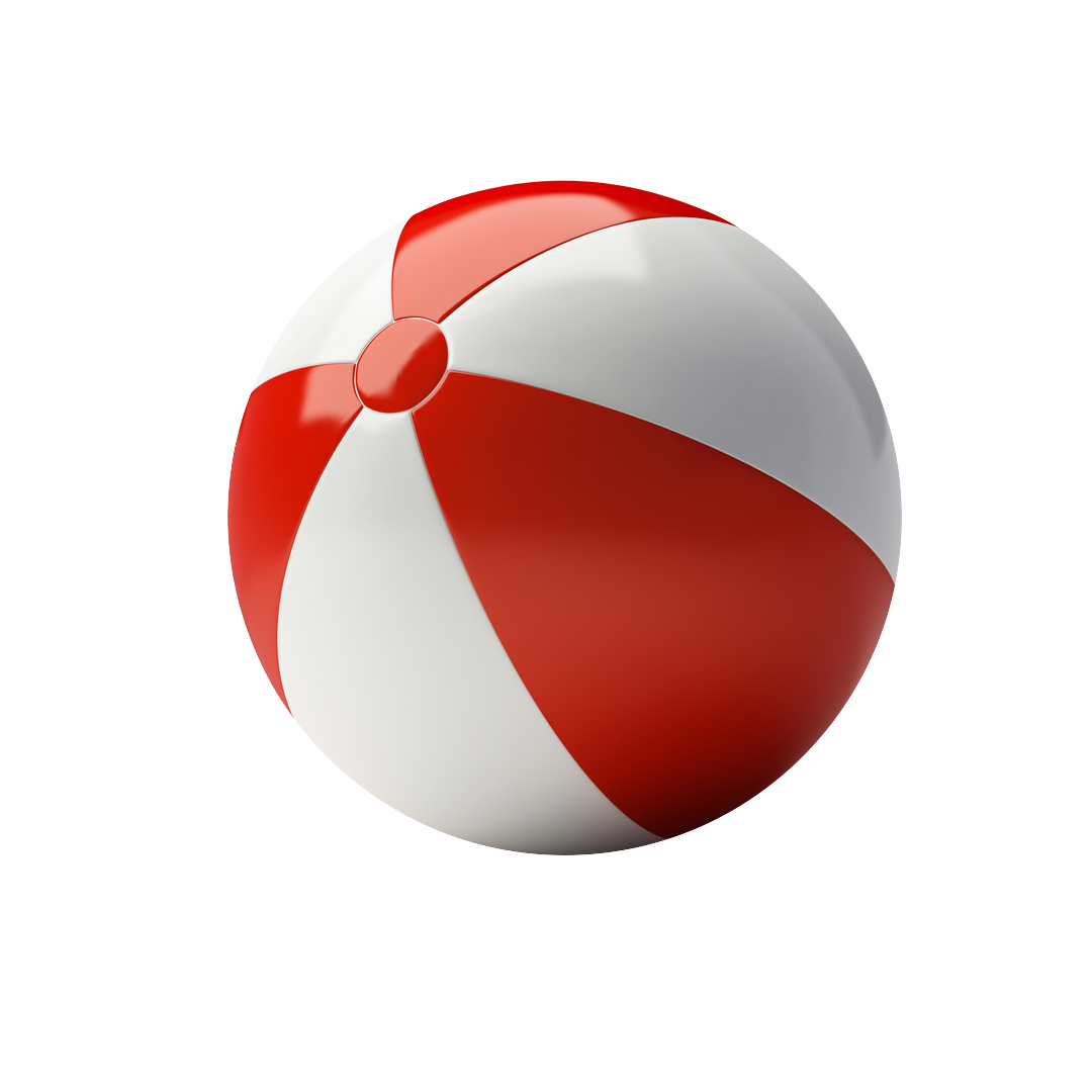 red and with beach ball no background